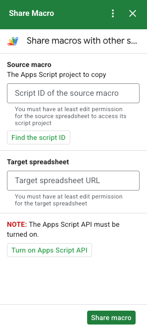 The Share Macro Google Workspace add-on