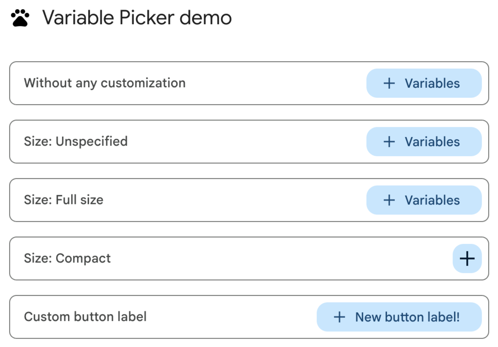 Variable picker button customization on the web.